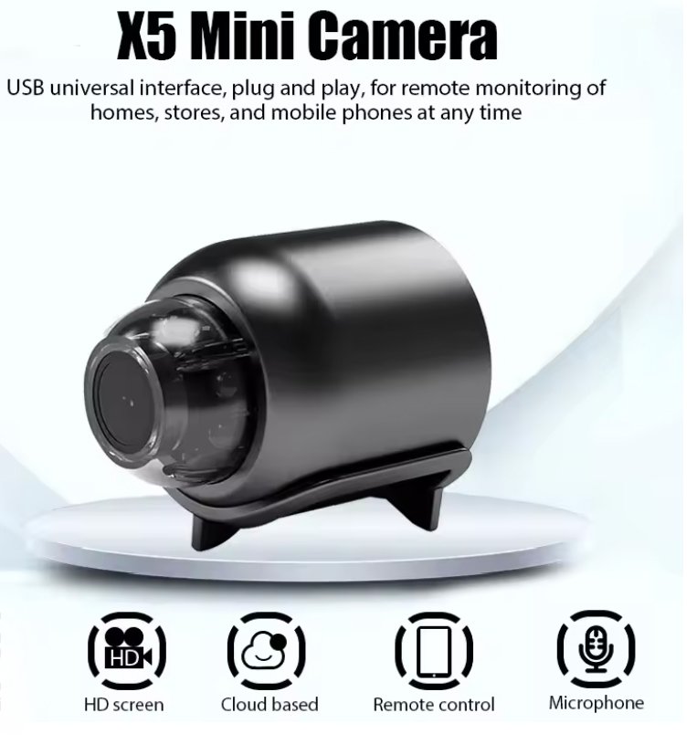 عرض قطعتين كاميرا x5 Mini WiFi IP 1080P HD كاميرا مراقبة سلكية مسجل عن بعد للهواتف الذكية - Image 6