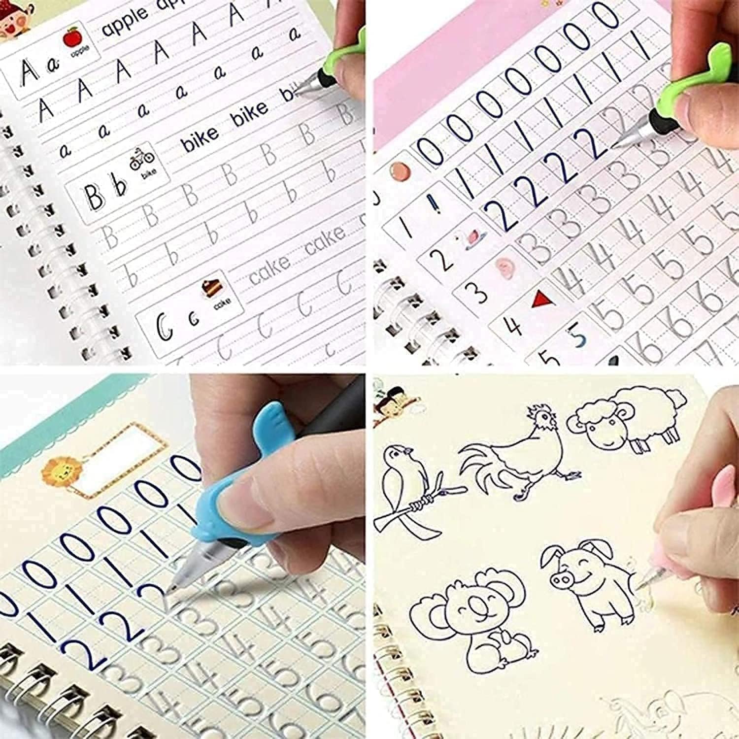 عرض قطعتين دفتر تدريبات سحرية من سانك، (4 كتب + 10 عبوات اعادة تعبئة+ قلم + 1 مقبض) - Image 5